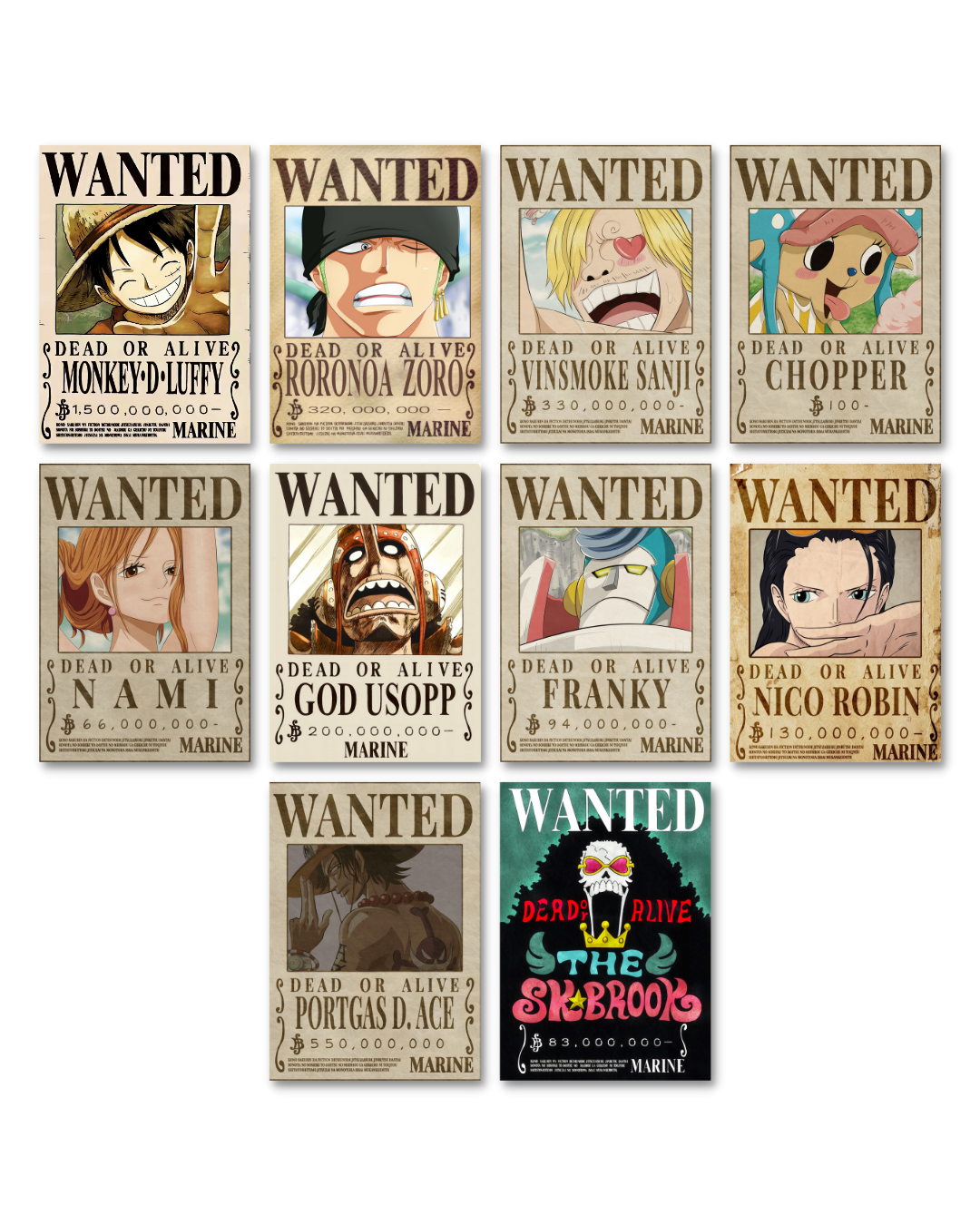 One Piece – Pack of 10 Bounty Posters