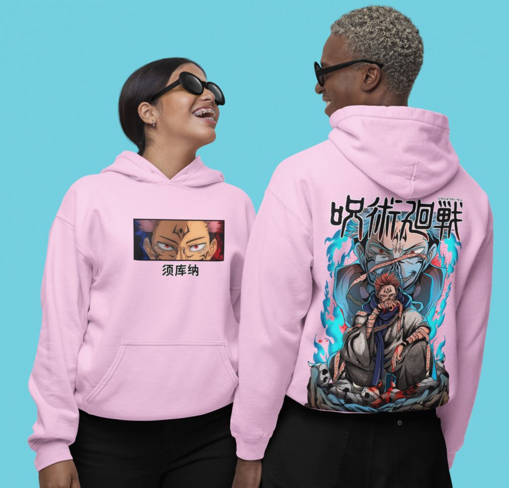 Nobara Kugisaki from Jujutsu Kaisen Hoodie with Dark Blue and Red Background and Multiple Poses Design TS04 main image 0