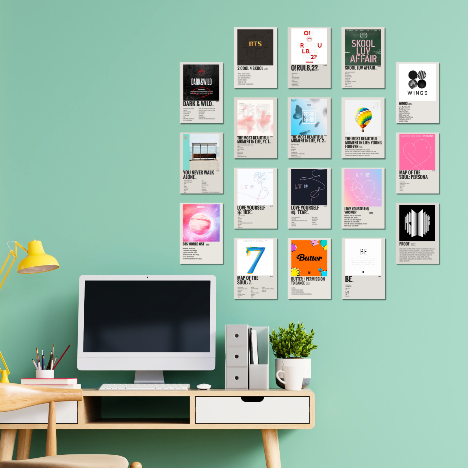 BTS Album Songs Minimalist Posters Pack Of 18 THEKFANDOMSTORE