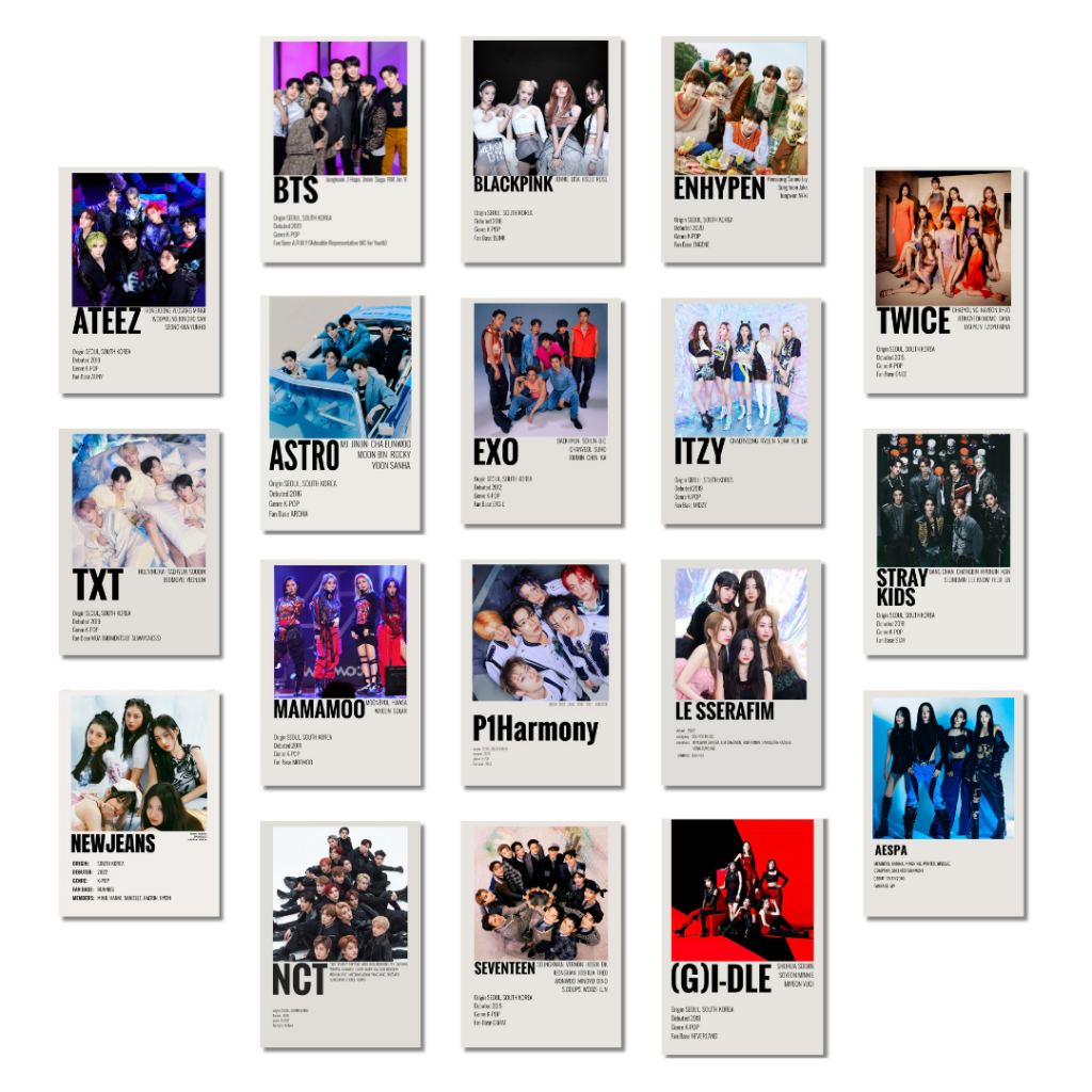 K-Pop Group Minimalist Posters – Pack Of 18 – THEKFANDOMSTORE